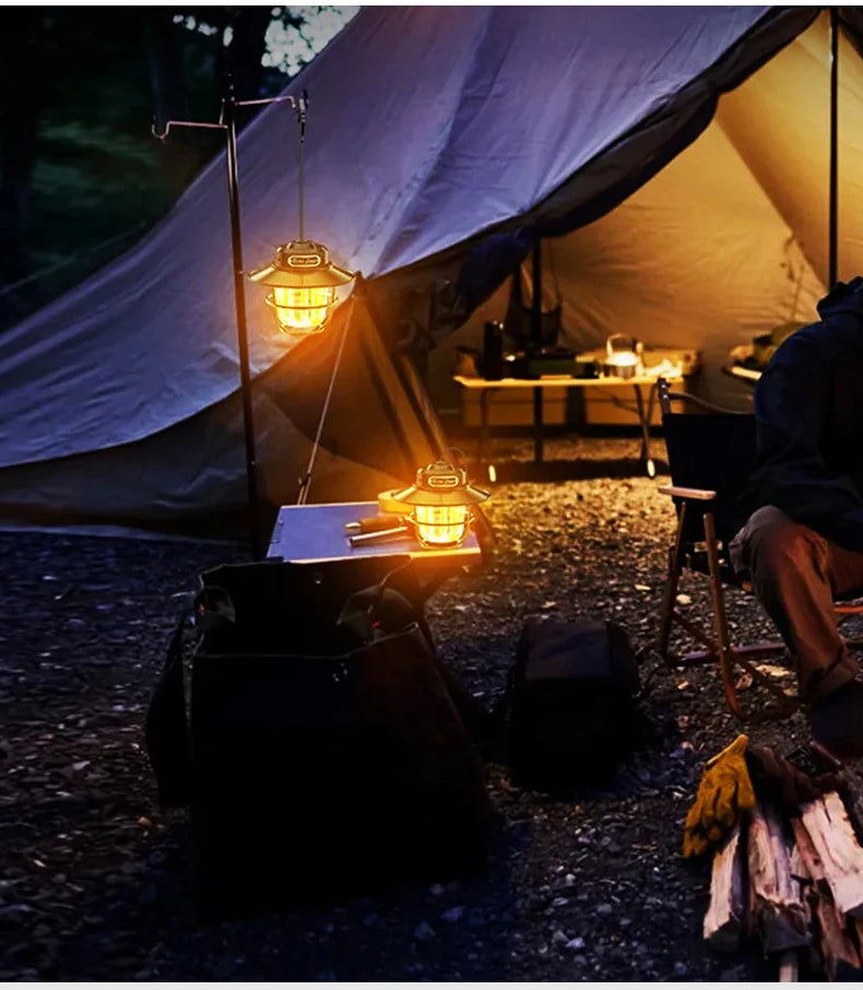 Retro Portable Camping Lantern: Waterproof, Dimmable Light for Hiking, Fishing, & Emergencies
