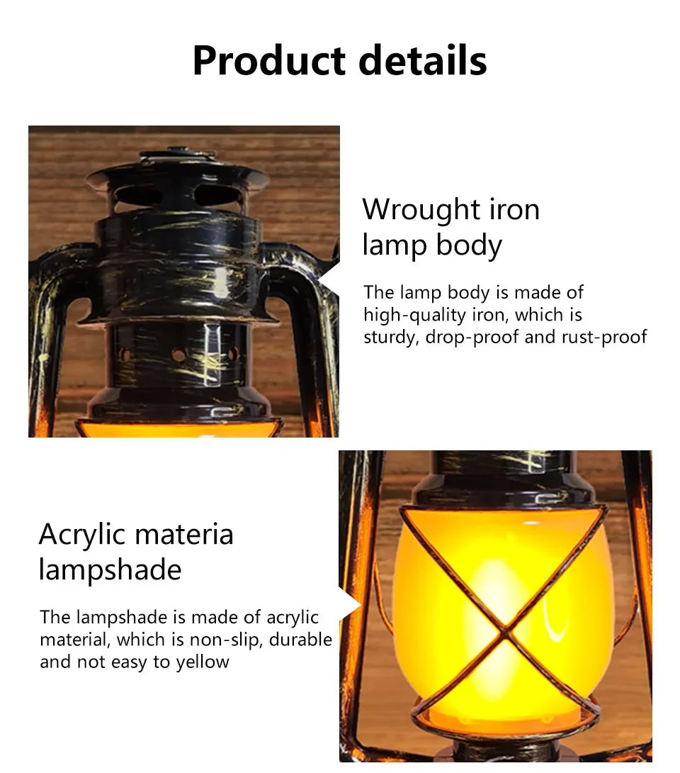 Retro USB Rechargeable LED Camping Lantern with 3 Lighting Modes