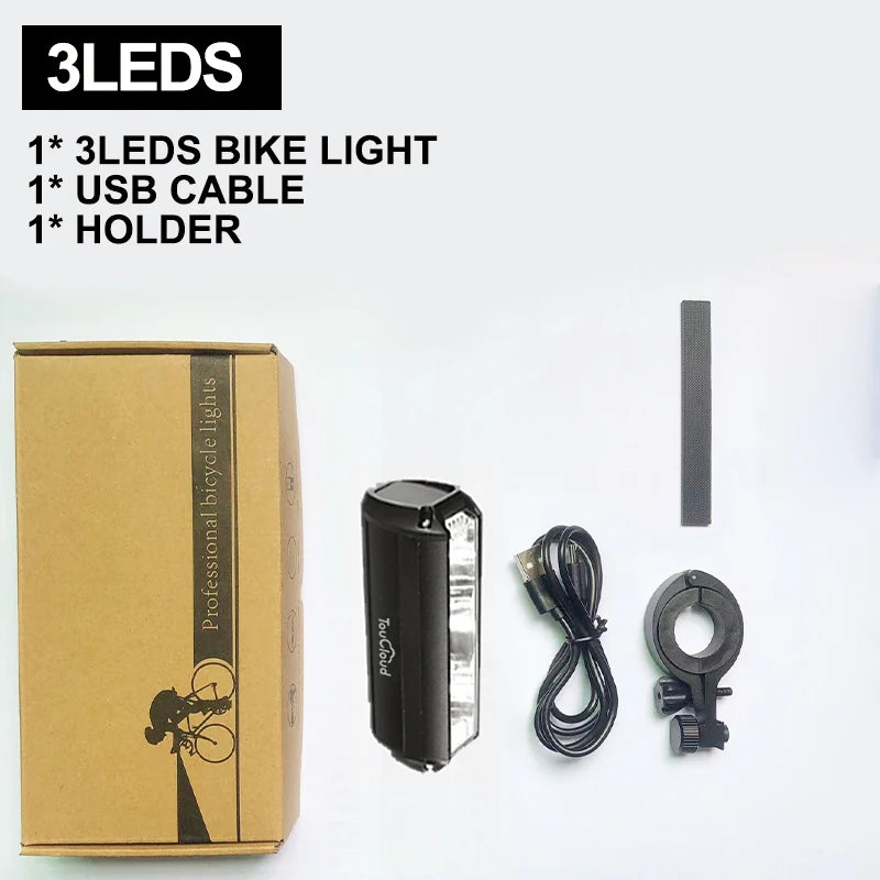 TouCloud Bike Light – Ultra Bright & USB Rechargeable! 3/5 LED Headlamp 🔦 | 8000mAh Power 💥 | Road + MTB Ready 🚴