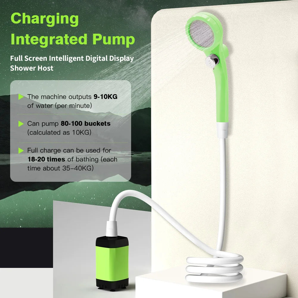 ๐ฟ Smart Camping Shower Kit โ 6000mAh Power ๐ Digital Display โข Adjustable Flow โข Outdoor Ready