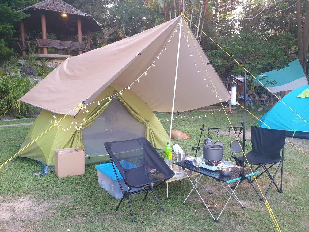Waterproof Tactical Tent Tarp - 19 Hang Points, Lightweight Camping Sun Shelter