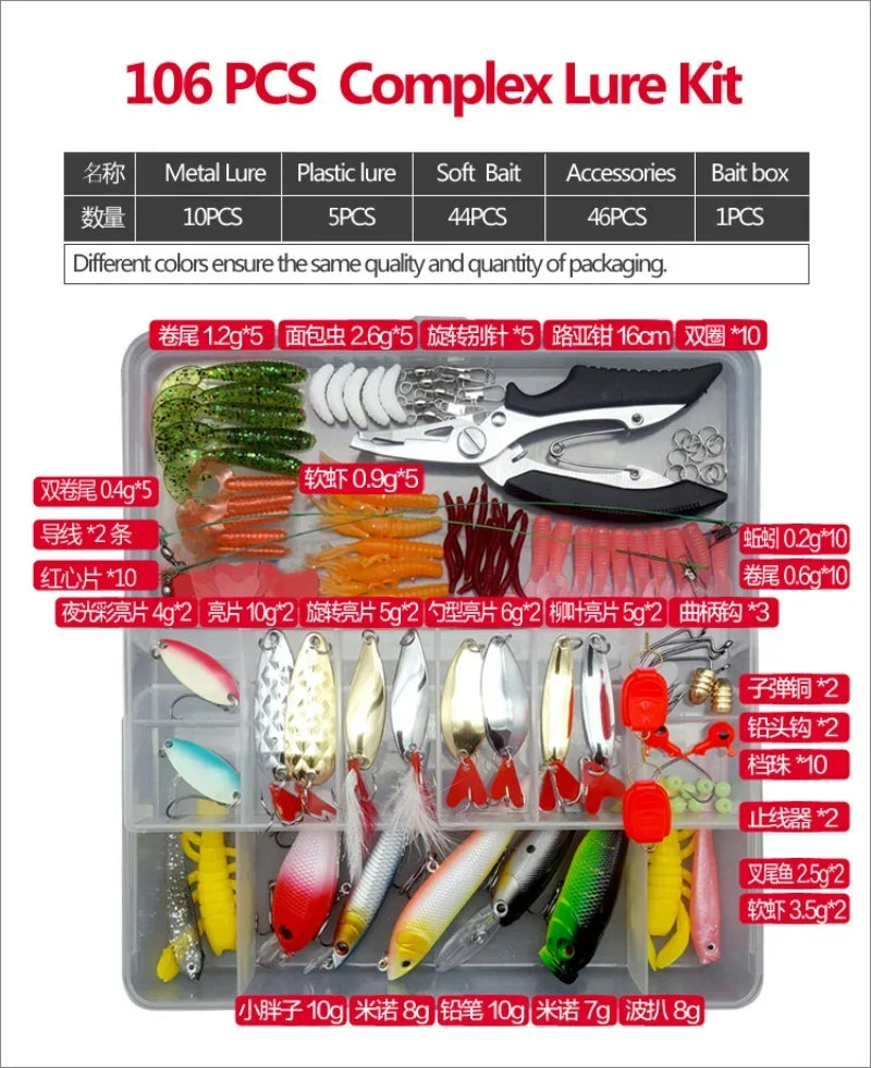 Soft and Hard Bait Set Gear Layer Minnow Metal Jig Spoon