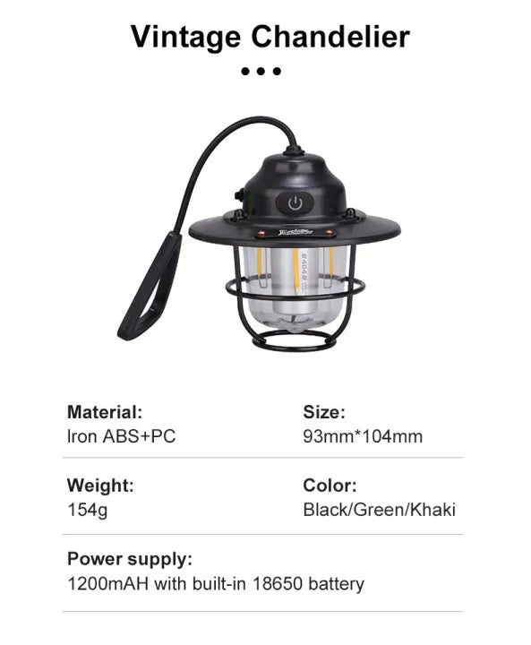 Retro Portable Camping Lantern: Waterproof, Dimmable Light for Hiking, Fishing, & Emergencies