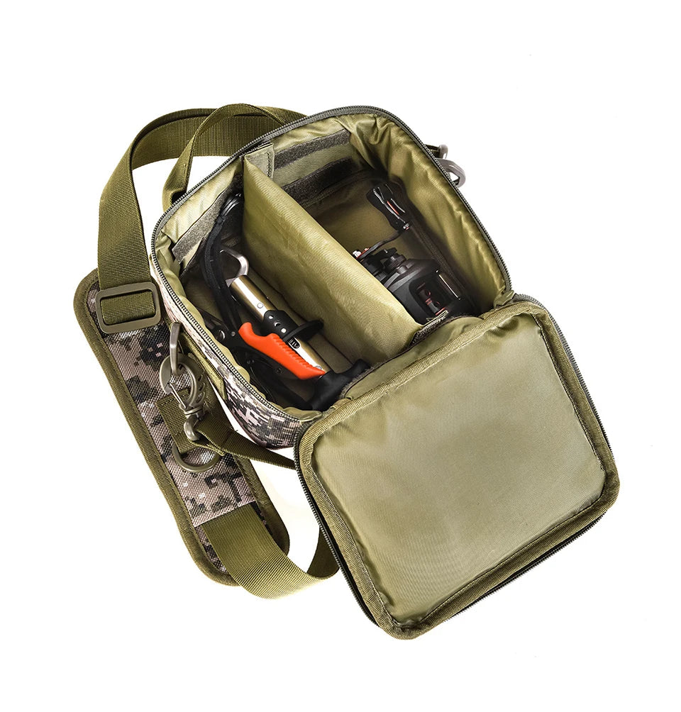 "Multi-Function Fishing Bag – Shoulder, Crossbody, or Waist Pack | Water-Resistant, Lightweight, and Spacious with Adjustable Strap | Large & Mini Sizes"