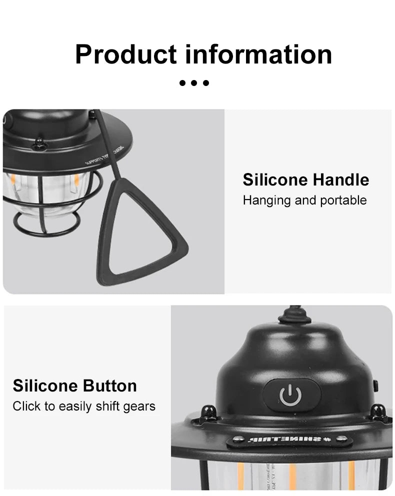 Retro Portable Camping Lantern: Waterproof, Dimmable Light for Hiking, Fishing, & Emergencies