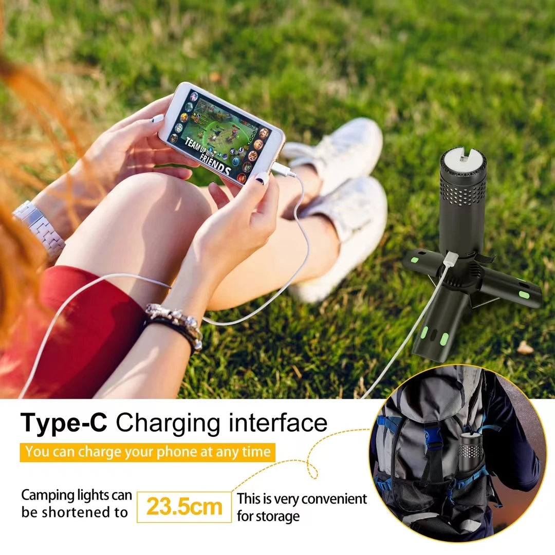 Telescopic 10000mAh USB Rechargeable LED Camping Light with Magnet & Tripod Base