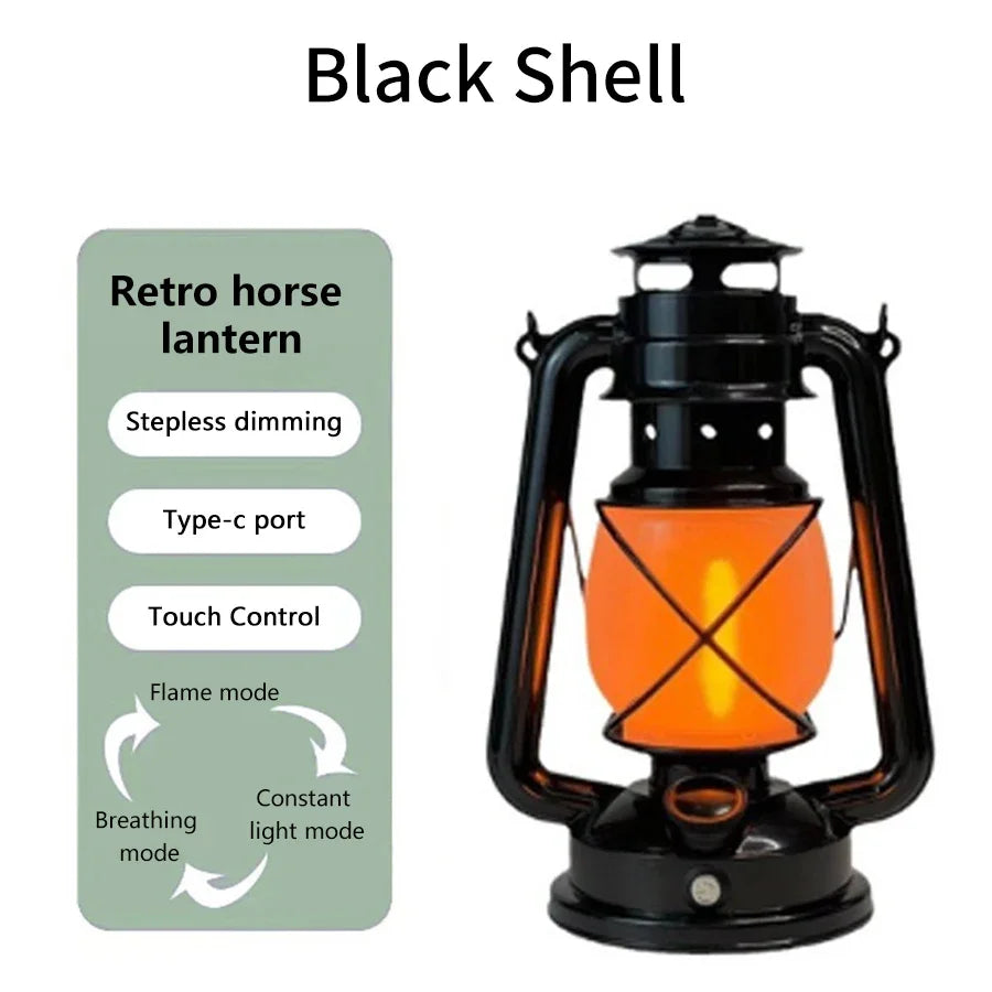 Retro USB Rechargeable LED Camping Lantern with 3 Lighting Modes