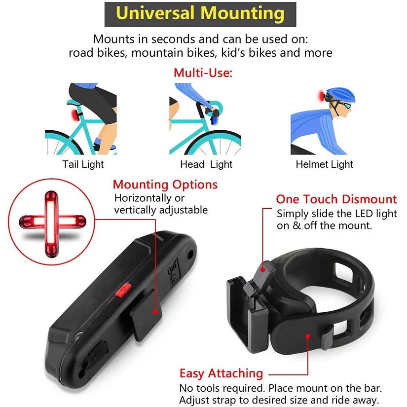 USB Rechargeable Waterproof LED Bike Taillight