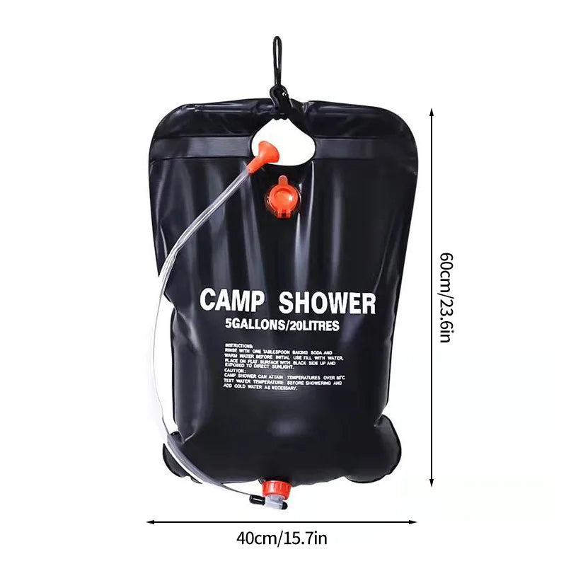 Sun-Powered Camp Shower โ 20/40L Portable Splash & Spray Bag with Easy-Flow Head ๐๐ฟ