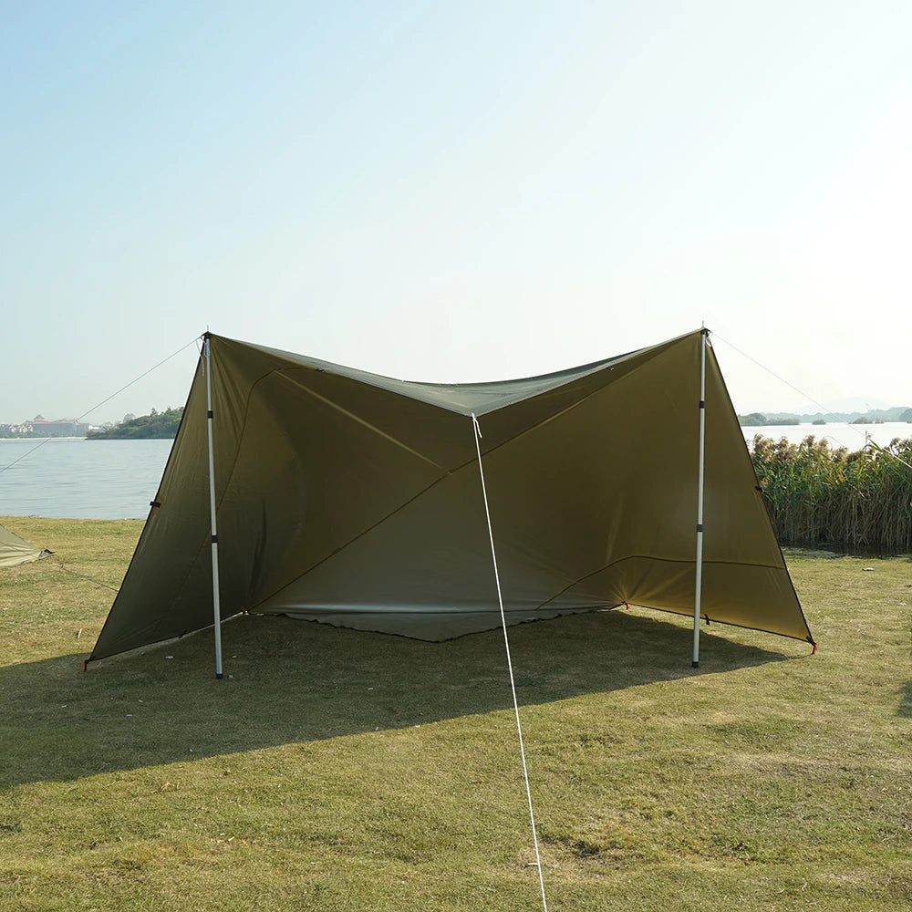 Waterproof Tactical Tent Tarp - 19 Hang Points, Lightweight Camping Sun Shelter