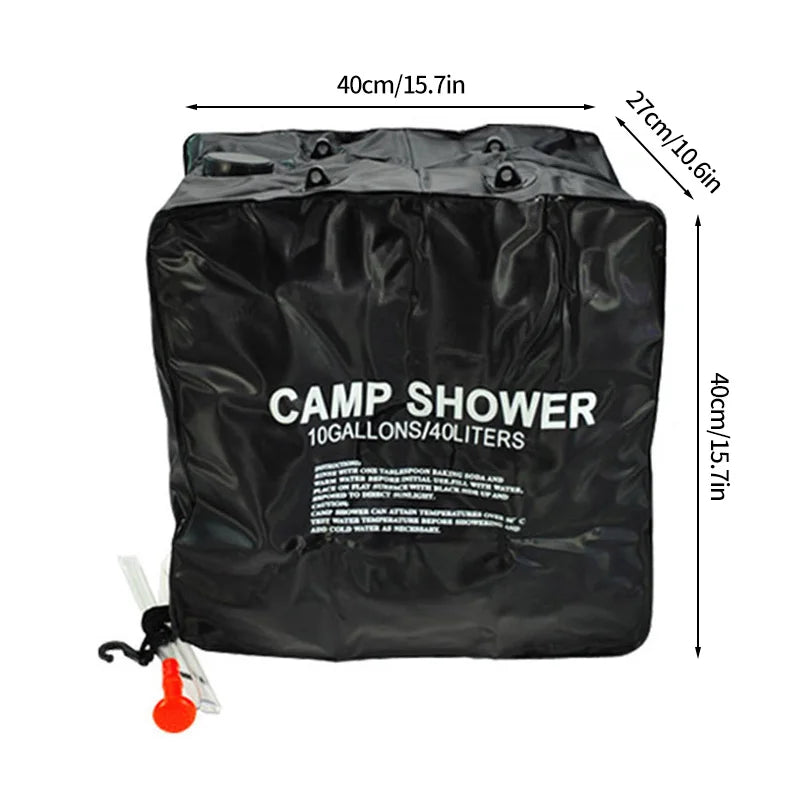 Sun-Powered Camp Shower โ 20/40L Portable Splash & Spray Bag with Easy-Flow Head ๐๐ฟ
