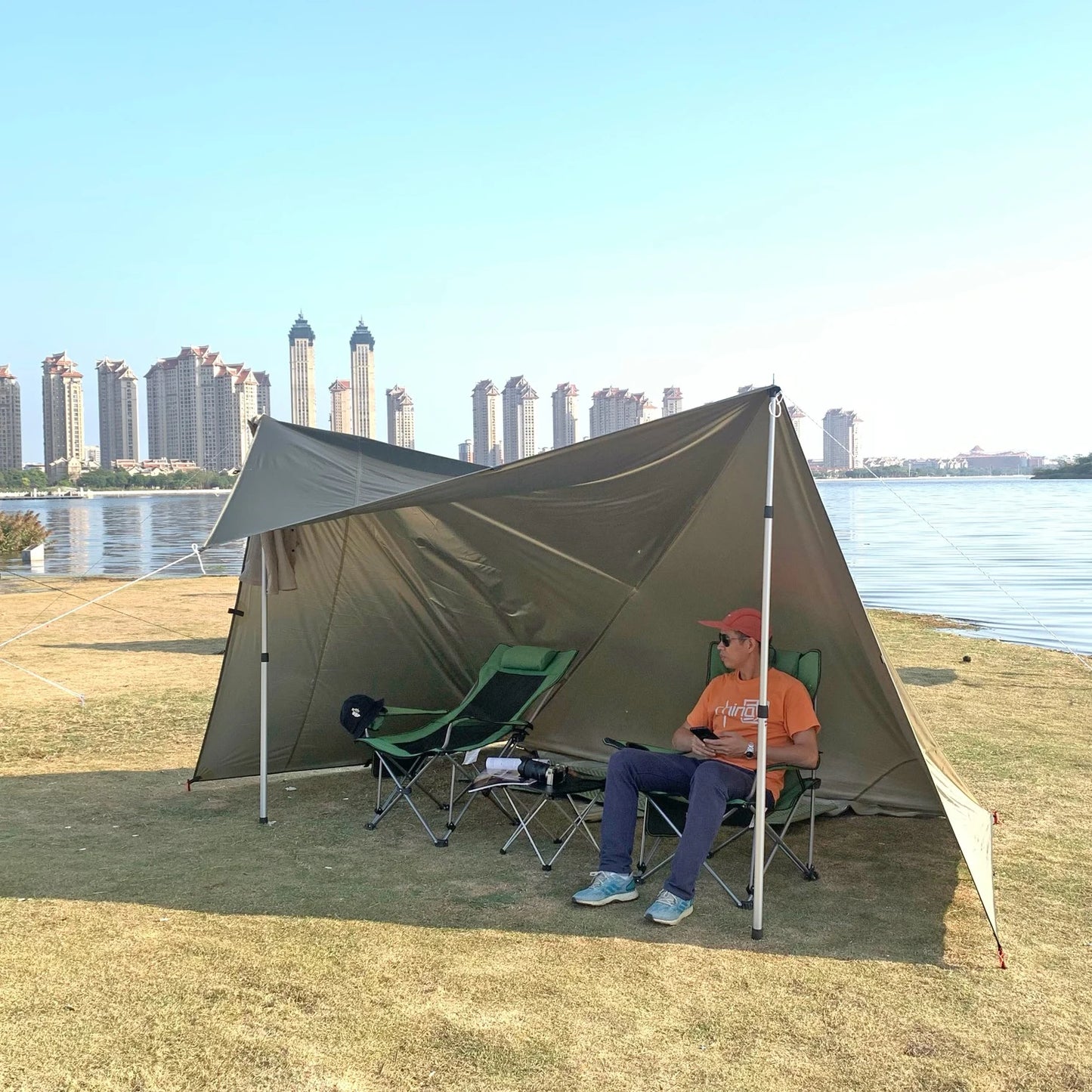 Waterproof Tactical Tent Tarp - 19 Hang Points, Lightweight Camping Sun Shelter