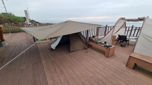 Waterproof Tactical Tent Tarp - 19 Hang Points, Lightweight Camping Sun Shelter