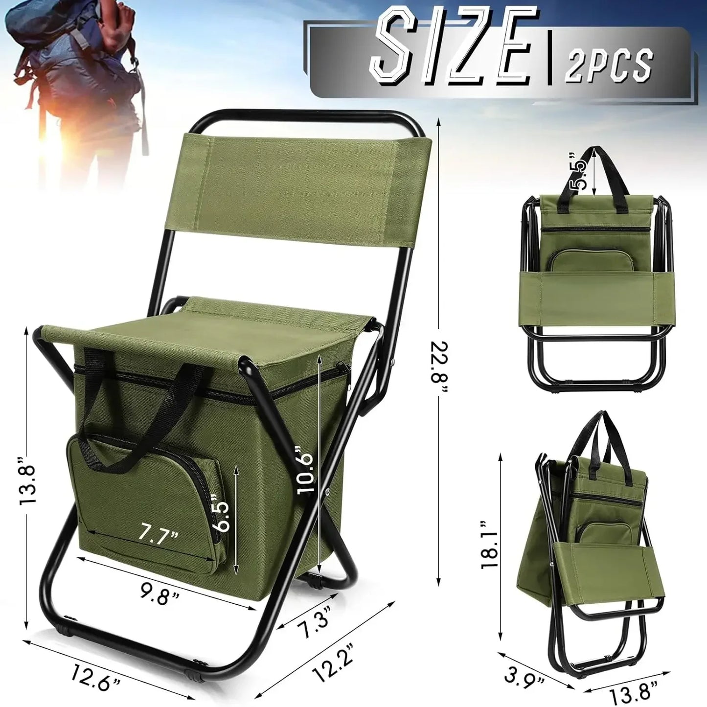 🎣 FISHING STOOL FOLDING CHAIR – COOLER SEAT & BACKREST 🪑