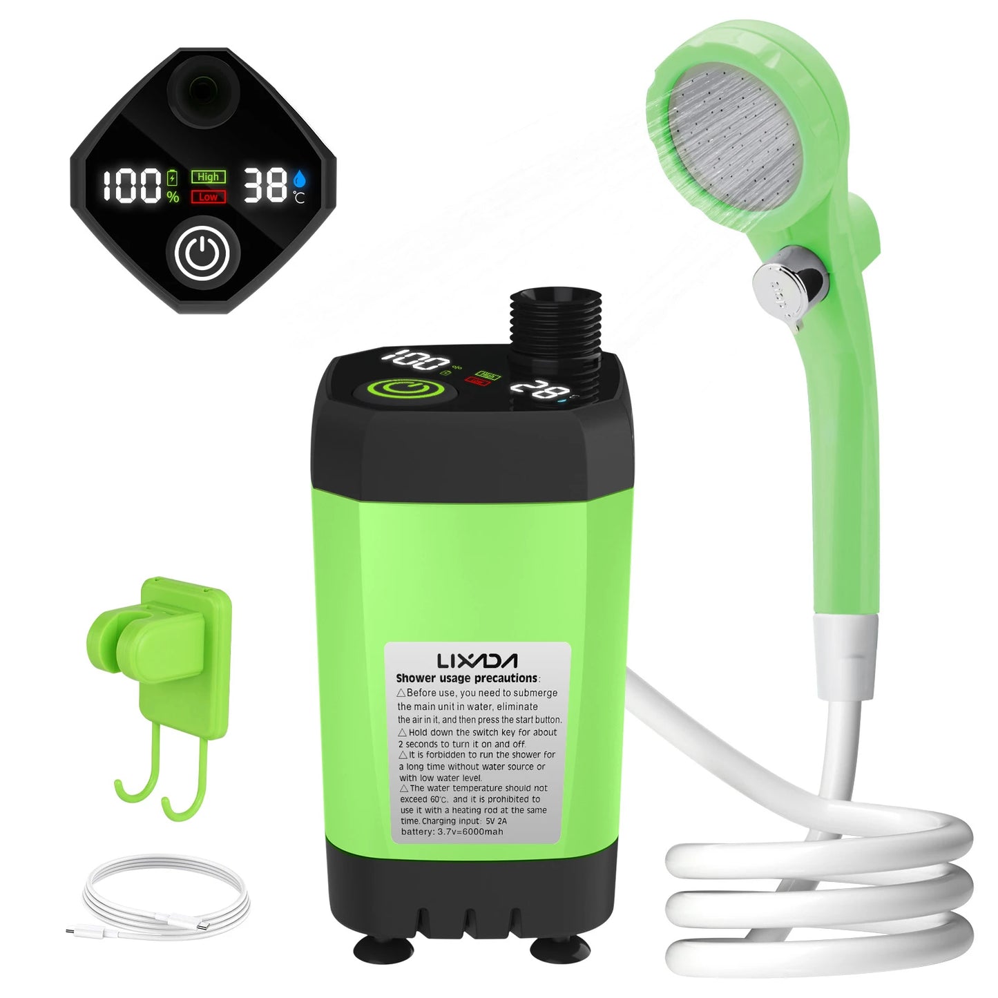 ๐ฟ Smart Camping Shower Kit โ 6000mAh Power ๐ Digital Display โข Adjustable Flow โข Outdoor Ready
