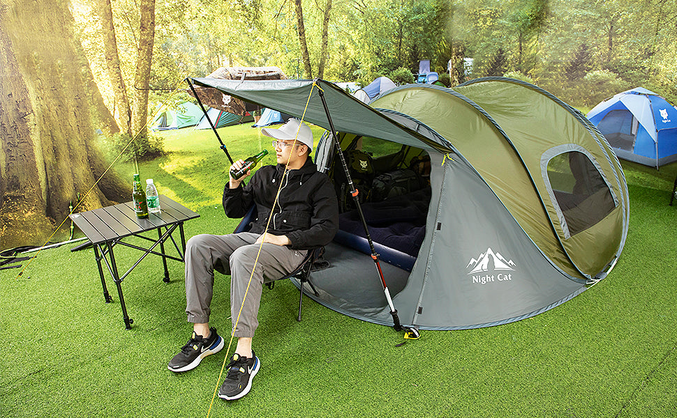 ⛺ Night Cat Pop-Up Tent for 2 ⚡ Instant Setup – Waterproof, Hassle-Free Shelter!