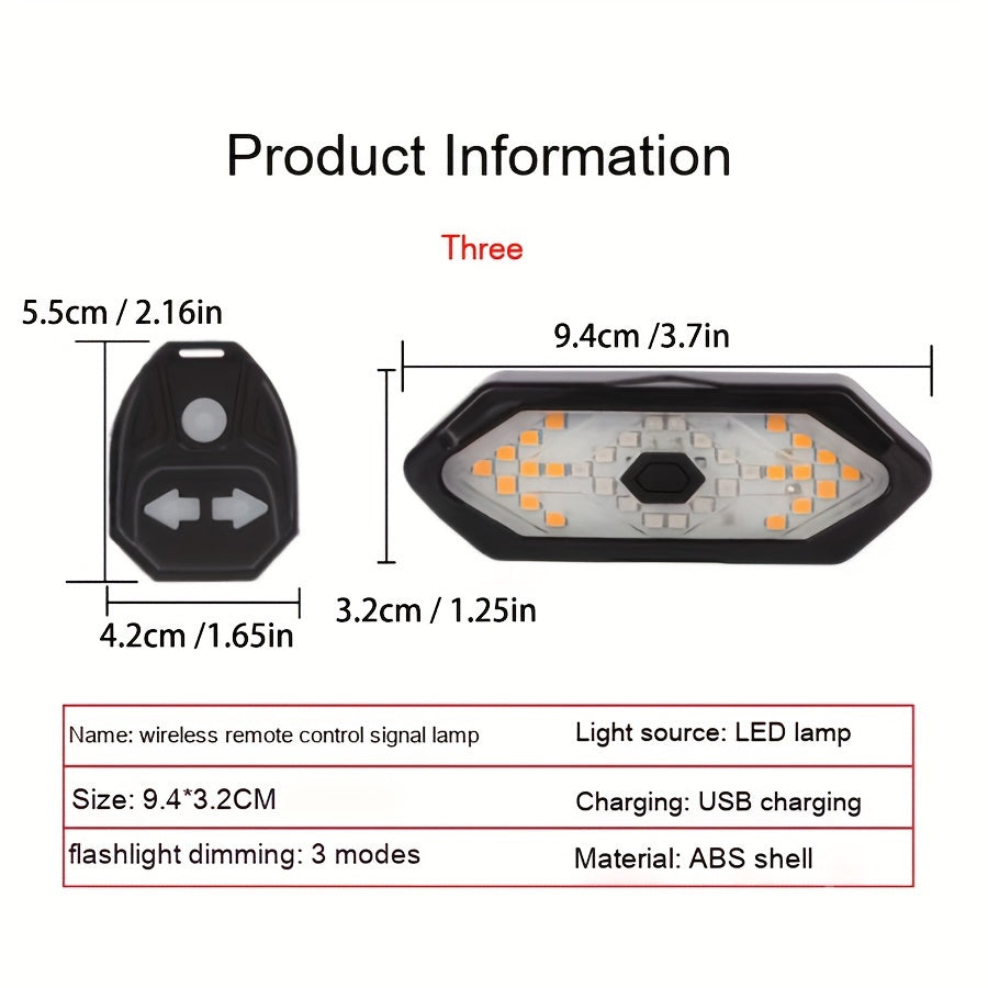 "USB Rechargeable LED Bike Tail Light with Turn Signals & Remote Alarm"