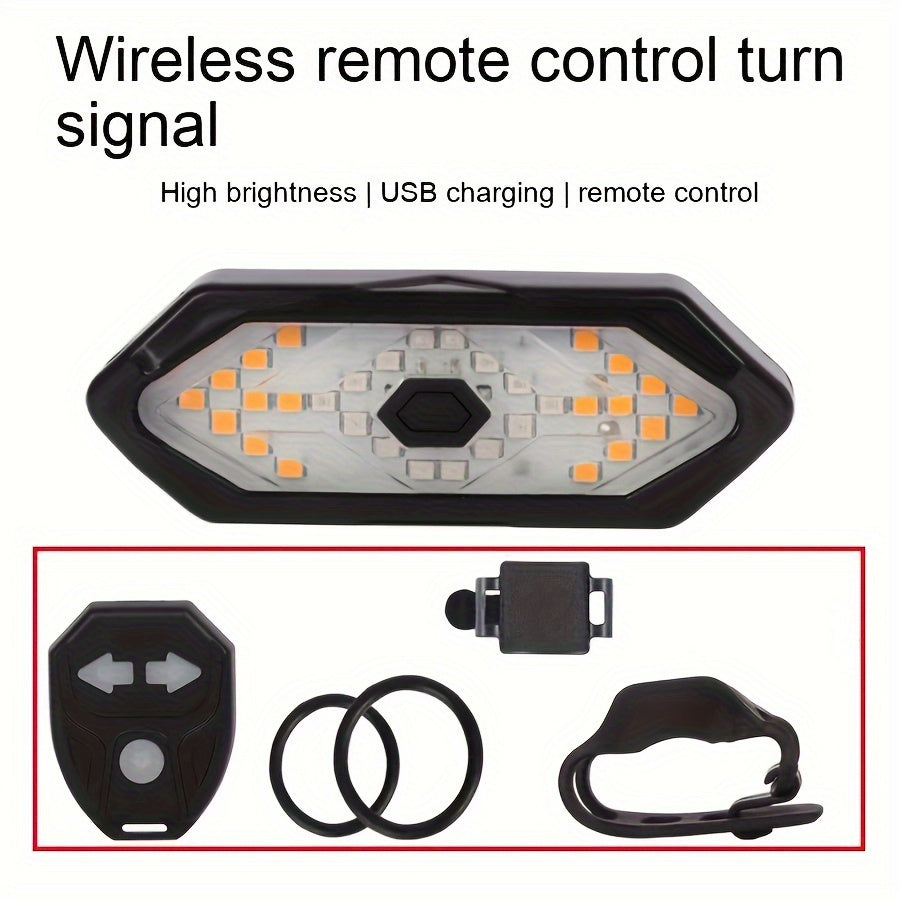 "USB Rechargeable LED Bike Tail Light with Turn Signals & Remote Alarm"