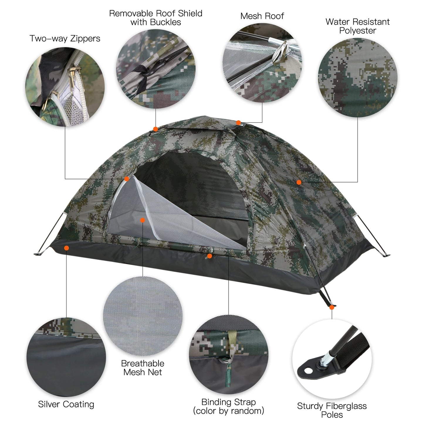 Tomshoo Ultralight 1-2 Person Camping Tent with UPF 30+ Coating