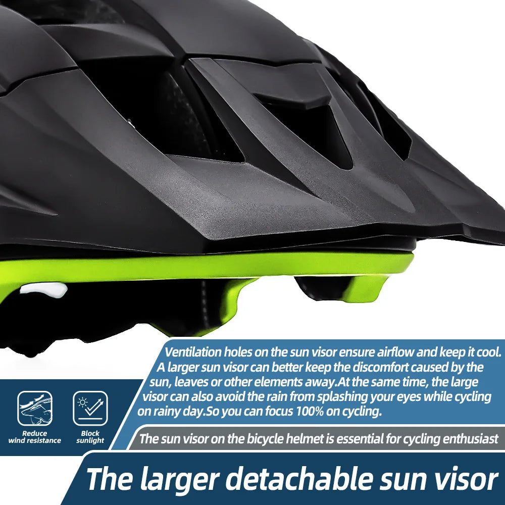 VICTGOAL LED Bike Helmet with Sun Visor and Rechargeable Lights – Road & MTB Cycling Helmet with Shield