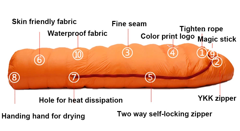 " Goose Down Mummy Sleeping Bag for Winter, with  4 Thickness Options, for Travel & Camping"