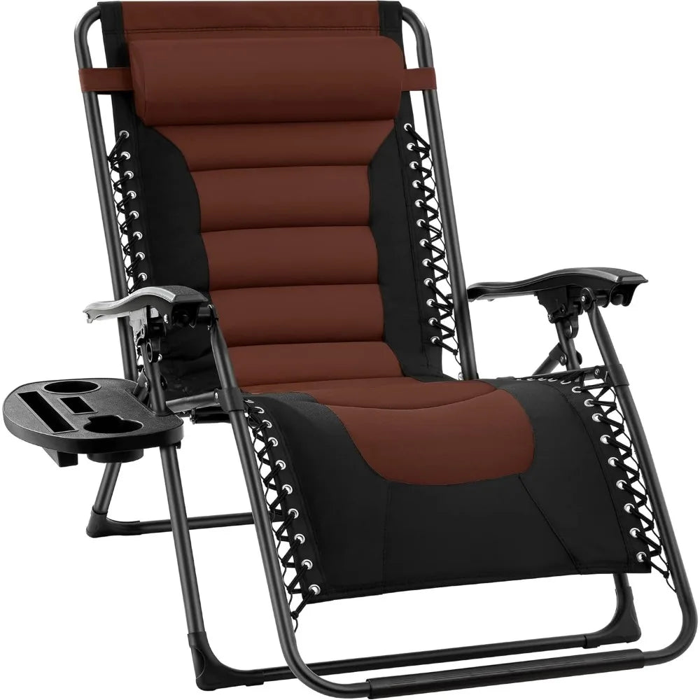 "XL Oversized Zero Gravity Outdoor Recliner with Headrest & Cup Holder"