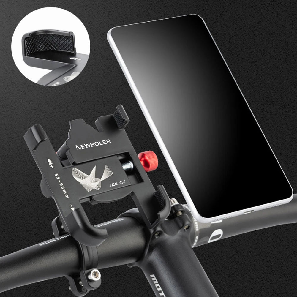 "NEWBOLER 360° Rotatable Aluminum MTB Phone Mount – Adjustable, Non-Slip Bike Holder for Cycling"