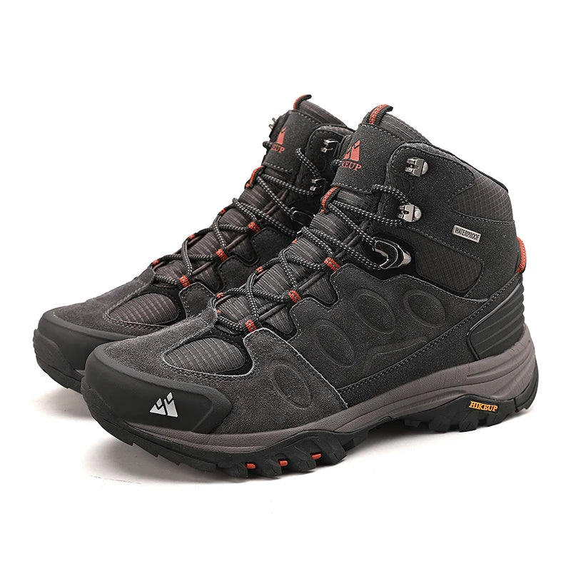 "HIKEUP Men's High-Top Hiking Boots - Winter, Non-Slip, Warm Suede Outdoor Shoes"