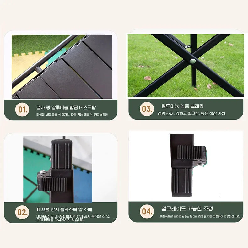 "LOHASCAMPING Multifunctional Lightweight IGT Folding Table with Adjustable Legs & Integrated Brazier for BBQ and Outdoor Adventures"