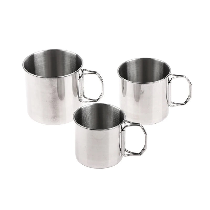 Stainless Steel Folding Handle Cup with Carabiner ,perfect for outdoor camping