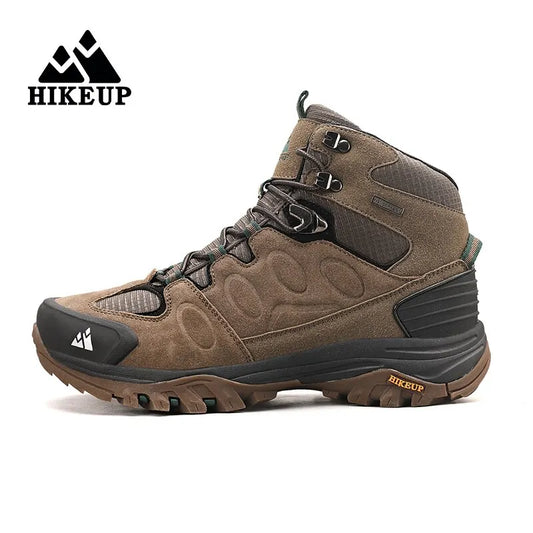 "HIKEUP Men's High-Top Hiking Boots - Winter, Non-Slip, Warm Suede Outdoor Shoes"