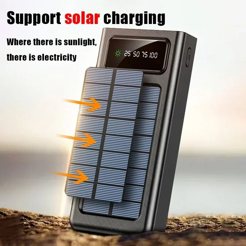 "Stay Charged This Holiday Season with the Xiaomi 200000mAh Solar Power Bank – Fast Charging, Dual USB, and 4 Cables for All Your Devices!"