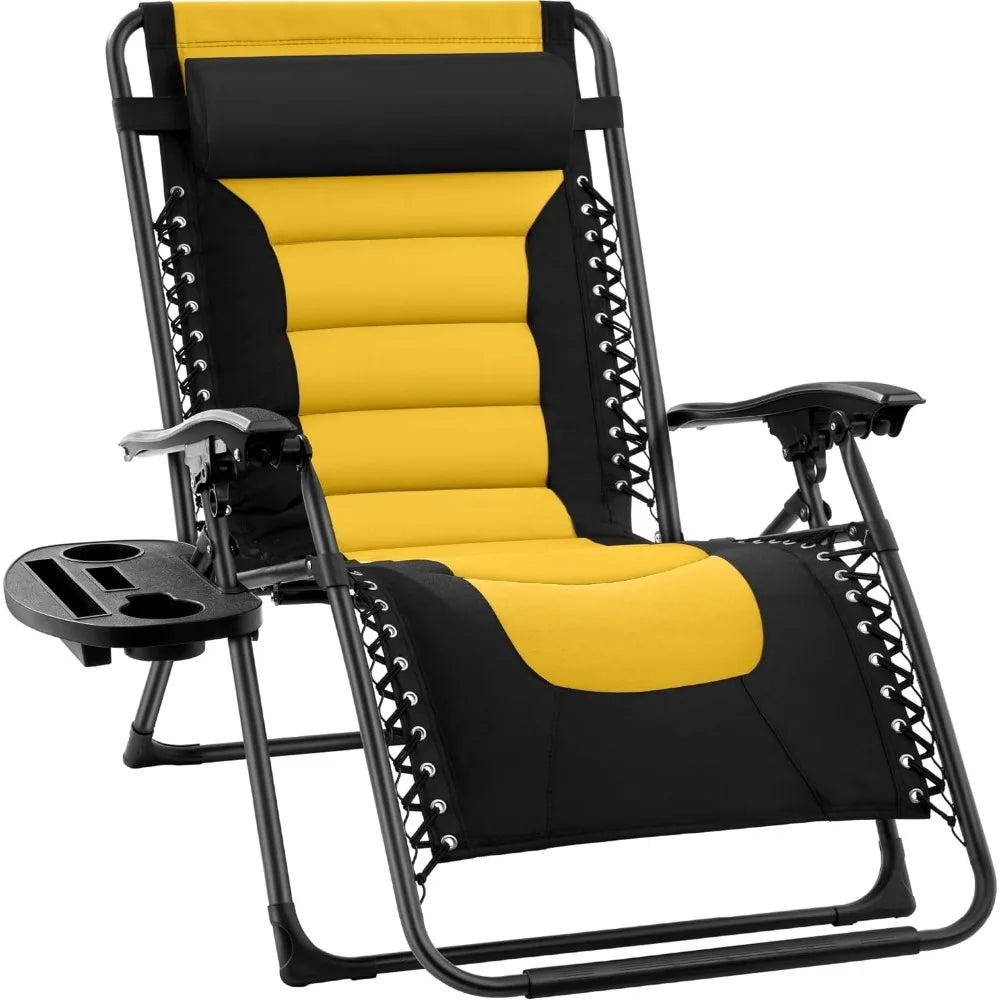 "XL Oversized Zero Gravity Outdoor Recliner with Headrest & Cup Holder"