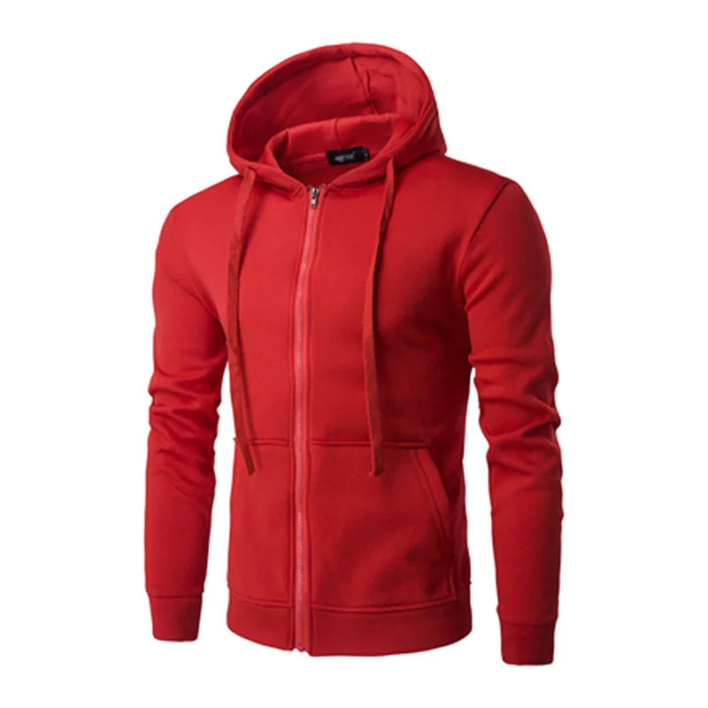 Autumn Men's Slim Fit Hoodie Jacket with Zipper Closure