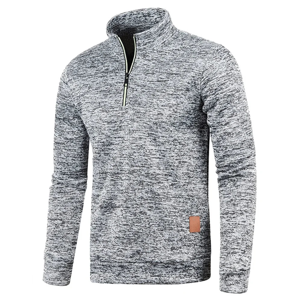 Men's Spring & Autumn Thicker Half-Zip Pullover Hoodie with Turtleneck.