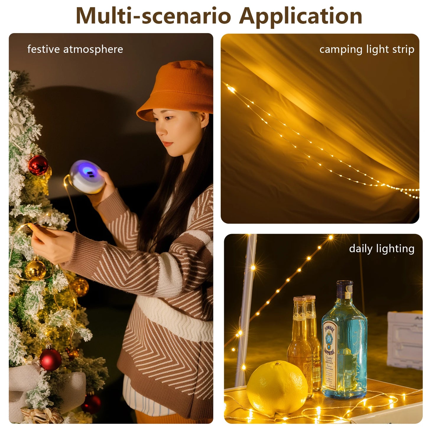 BISINNA Camping String Light USB Charging Lantern 1800mAh