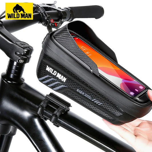 "WILD MAN 2L Waterproof Bike Frame Bag with 7.4'' Phone Holder"