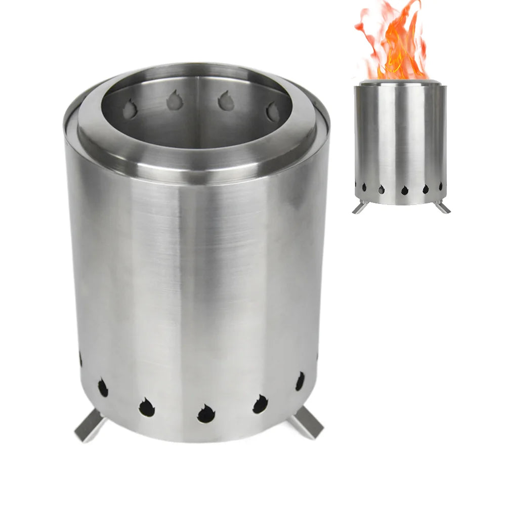 "Compact Stainless Steel Camping Wood Stove – Smokeless Fire Pit for Hiking, Backpacking & Outdoor Adventures"