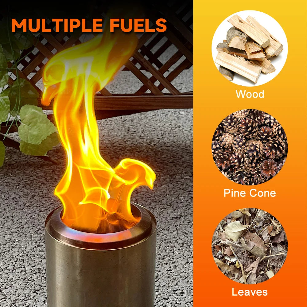 "Compact Stainless Steel Camping Wood Stove – Smokeless Fire Pit for Hiking, Backpacking & Outdoor Adventures"