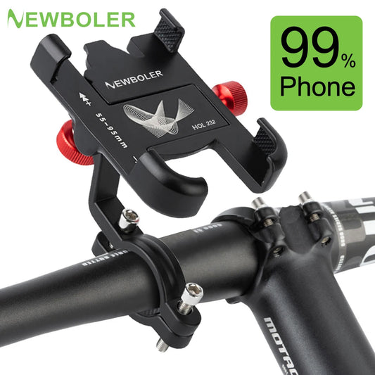 "NEWBOLER 360° Rotatable Aluminum MTB Phone Mount – Adjustable, Non-Slip Bike Holder for Cycling"