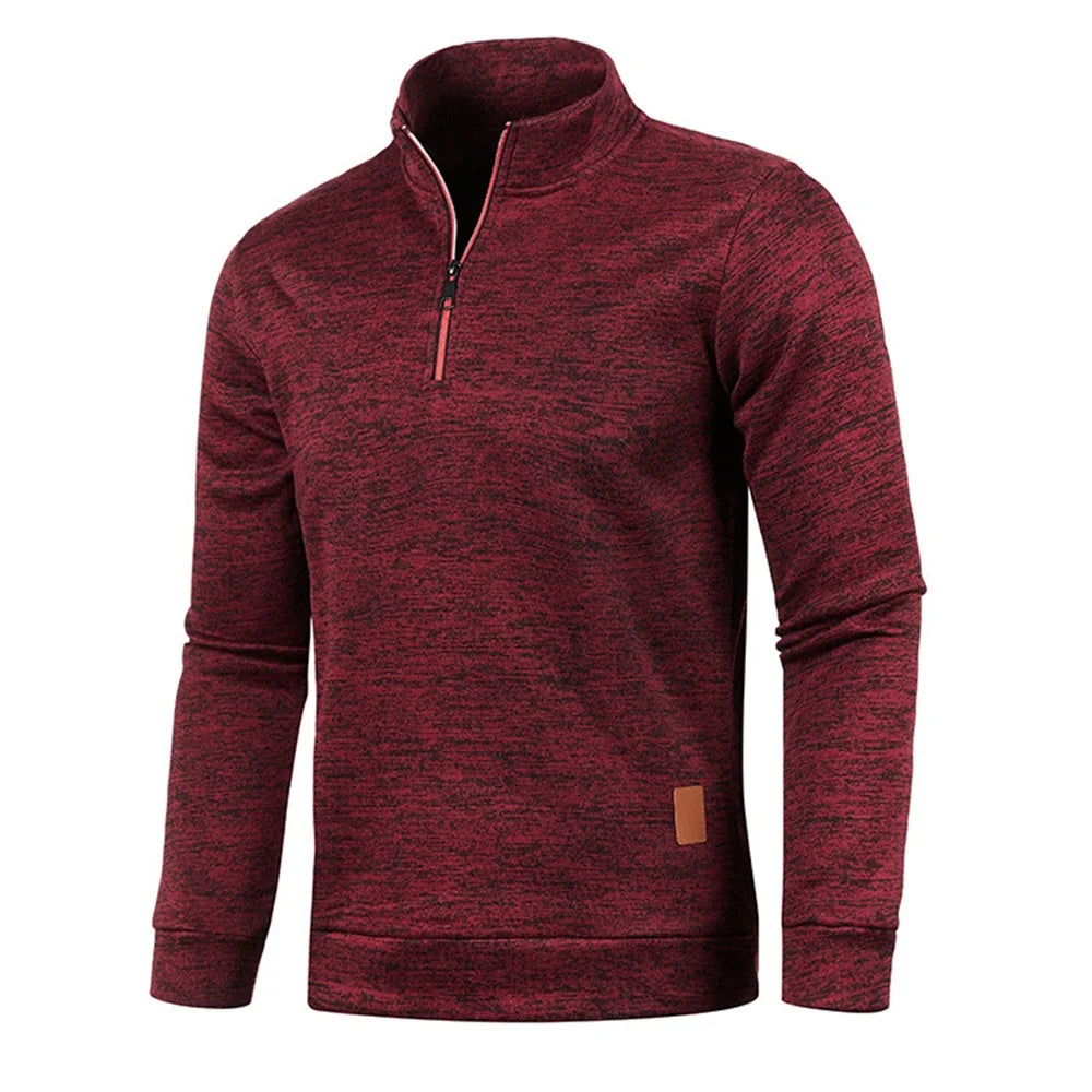 Men's Spring & Autumn Thicker Half-Zip Pullover Hoodie with Turtleneck.