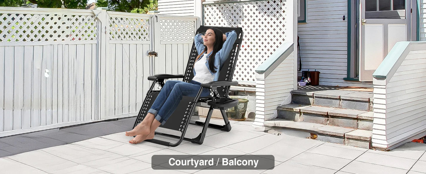 "Zero Gravity Chair with Fan & Cup Holder - Reclining Camping Lounge Chair with Upgraded Lock for Indoor & Outdoor Use"