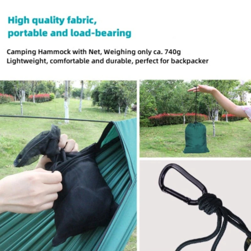 Hammock with Mosquito Net and Tree Straps for Camping and Travel"