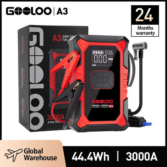 🚗⚡ GOOLOO A3 JUMP STARTER WITH AIR COMPRESSOR 🛞🔋 3000A POWER + 150PSI AUTO-INFLATE