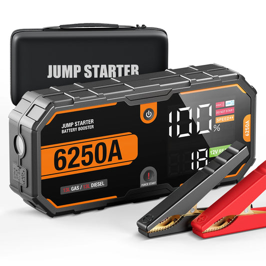 🚗⚡ 6250A PORTABLE JUMP STARTER POWER BANK 🔋🔧 HEAVY-DUTY EMERGENCY BOOSTER