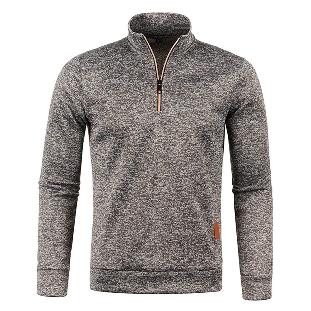 Men's Spring & Autumn Thicker Half-Zip Pullover Hoodie with Turtleneck.