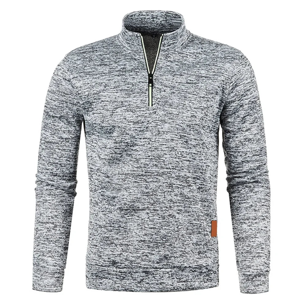 Men's Spring & Autumn Thicker Half-Zip Pullover Hoodie with Turtleneck.