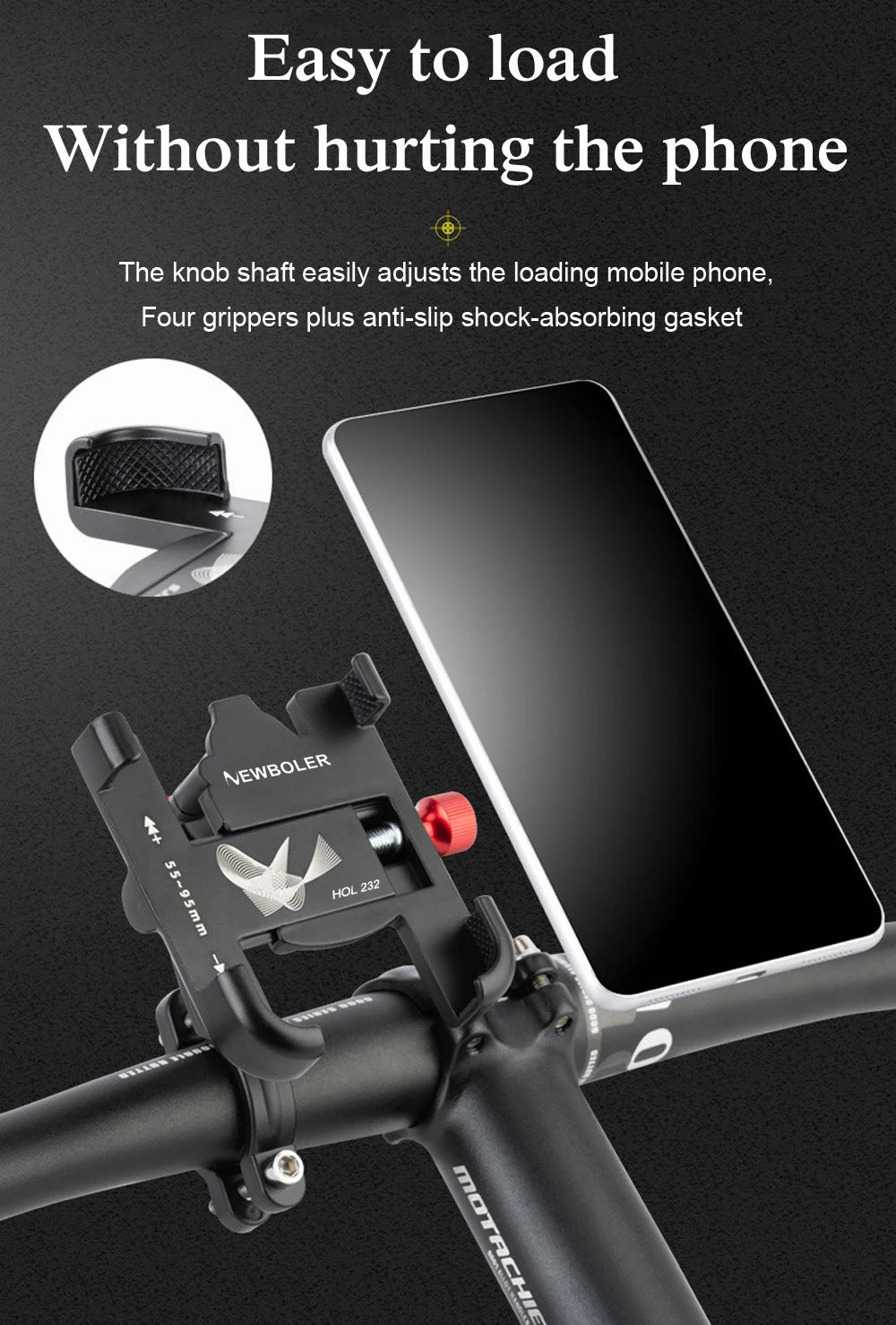 NEWBOLER 360° Rotatable Aluminum Bike Phone Mount – Adjustable, Non-Slip MTB Bicycle Holder