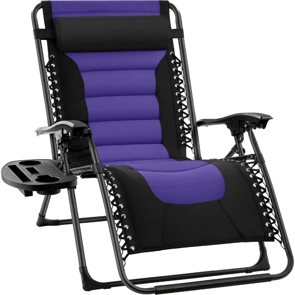 "XL Oversized Zero Gravity Outdoor Recliner with Headrest & Cup Holder"