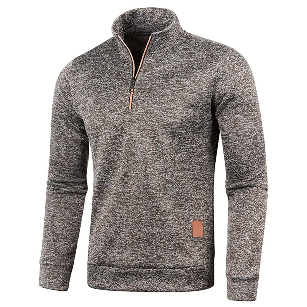 Men's Spring & Autumn Thicker Half-Zip Pullover Hoodie with Turtleneck.